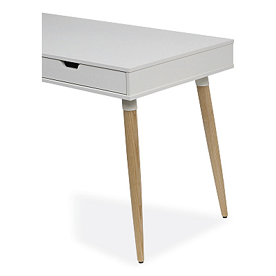 Workspace by Alera Scandinavian Writing Desk, 47.24" x 23.62" x 29.53", White/Beigewood (ALEWSS4824WB)