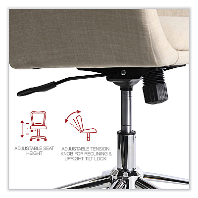 Workspace by Alera Mid-Century Task Chair, Supports Up to 275 lb, 18.9" to 22.24" Seat Height, Cream Seat, Cream Back (ALEWS4251)