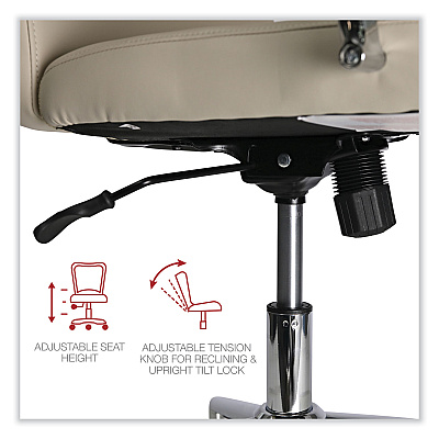 Workspace by Alera Leather Task Chair, Supports Up to 275 lb, 18.19" to 21.93" Seat Height, White Seat, White Back (ALEWS4106)