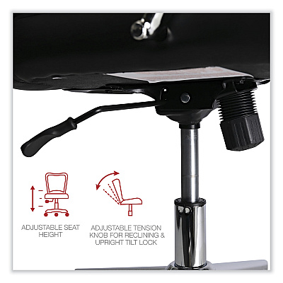 Workspace by Alera Leather Task Chair, Supports Up to 275 lb, 18.19" to 21.93" Seat Height, Black Seat, Black Back (ALEWS4116)