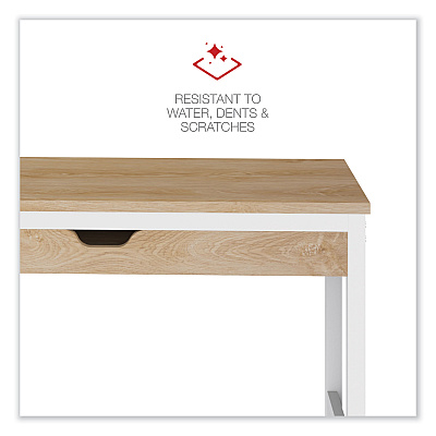 Workspace by Alera Modern Writing Desk, 47.24" x 23.62" x 29.92", Beigewood/White (ALEWSWD4824WB)