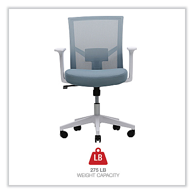 Workspace by Alera Mesh Back Fabric Task Chair, Supports Up to 275 lb, 17.32" to 21.1" Seat Height, Seafoam Blue Seat/Back (ALEWS42B77)