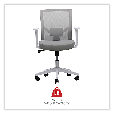 Workspace by Alera Mesh Back Fabric Task Chair, Supports Up to 275 lb, 17.32" to 21.1" Seat Height, Gray Seat, Gray Back (ALEWS42B47)