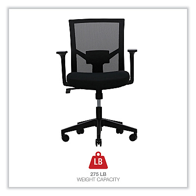 Workspace by Alera Mesh Back Fabric Task Chair, Supports Up to 275 lb, 17.32" to 21.1" Seat Height, Black Seat, Black Back (ALEWS42B17)