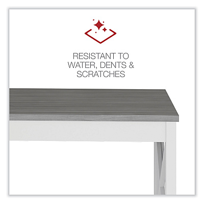 Workspace by Alera L-Shaped Farmhouse Desk, 58.27" x 58.27" x 29.53", Gray/White (ALEWSF5959GY)