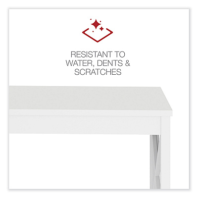 Workspace by Alera L-Shaped Farmhouse Desk, 58.27" x 58.27" x 29.53", White (ALEWSF5959WT)