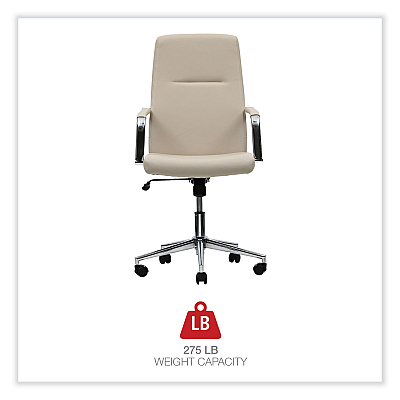 Workspace by Alera Leather Task Chair, Supports Up to 275 lb, 18.19" to 21.93" Seat Height, White Seat, White Back (ALEWS4106)