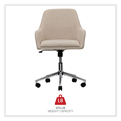 Workspace by Alera Mid-Century Task Chair, Supports Up to 275 lb, 18.9" to 22.24" Seat Height, Cream Seat, Cream Back (ALEWS4251)