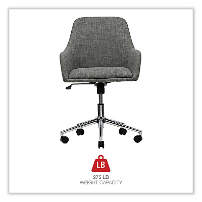 Workspace by Alera Mid-Century Task Chair, Supports Up to 275 lb, 18.9" to 22.24" Seat Height, Gray Seat, Gray Back (ALEWS4241)