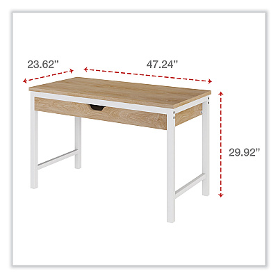 Workspace by Alera Modern Writing Desk, 47.24" x 23.62" x 29.92", Beigewood/White (ALEWSWD4824WB)