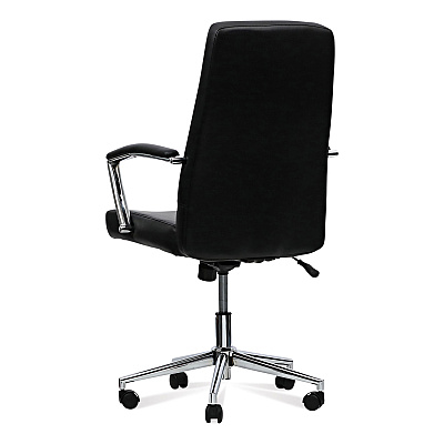 Workspace by Alera Leather Task Chair, Supports Up to 275 lb, 18.19" to 21.93" Seat Height, Black Seat, Black Back (ALEWS4116)