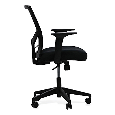 Workspace by Alera Mesh Back Fabric Task Chair, Supports Up to 275 lb, 17.32" to 21.1" Seat Height, Black Seat, Black Back (ALEWS42B17)