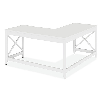 Workspace by Alera L-Shaped Farmhouse Desk, 58.27" x 58.27" x 29.53", White (ALEWSF5959WT)