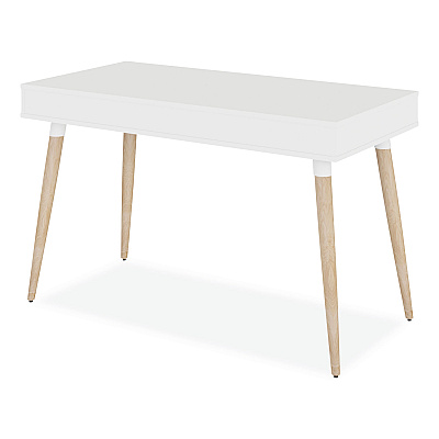 Workspace by Alera Scandinavian Writing Desk, 47.24" x 23.62" x 29.53", White/Beigewood (ALEWSS4824WB)