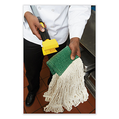 Rubbermaid Commercial Gripper Hardwood Mop Handle, 1.13" dia x 60", Natural/Yellow (RCPH216)