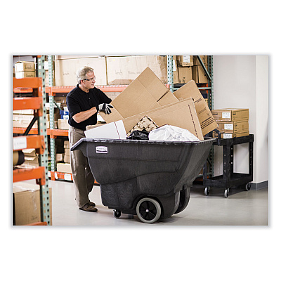 Rubbermaid Commercial Structural Foam Tilt Truck, 151 gal, 600 lb Capacity, Plastic, Black (RCP1011BLA)