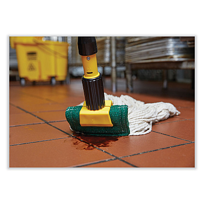 Rubbermaid Commercial Gripper Hardwood Mop Handle, 1.13" dia x 60", Natural/Yellow (RCPH216)