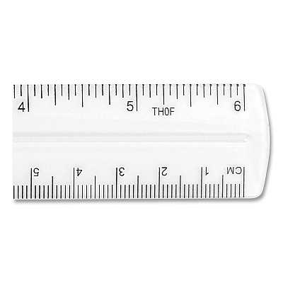 Westcott Clear Flexible Acrylic Ruler, Standard/Metric, 6" (15 cm) Long, Clear, 12/Box (ACM17723)