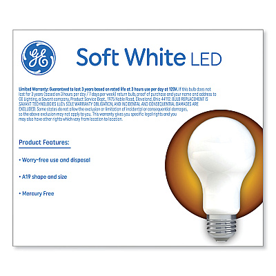 GE Classic LED Soft White Non-Dim A19 Light Bulb, 9 W, 2/Pack (GEL93109032)
