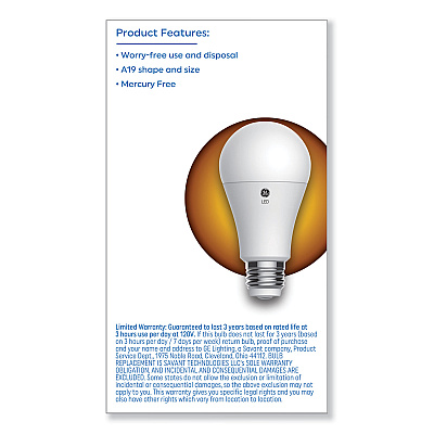 GE Classic LED SW Non-Dim A19 3-Way Light Bulb, 6 W; 12 W; 17 W, Soft White (GEL93130566)