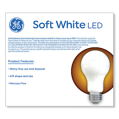 GE Classic LED Non-Dim A19 Light Bulb, 8 W, Soft White, 2/Pack (GEL93105686)