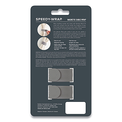 UT Wire Speedy-Wrap Magnetic Cable Wrap, 0.82" x 10", Gray, 2/Pack (RBOUTWSWM2GY)