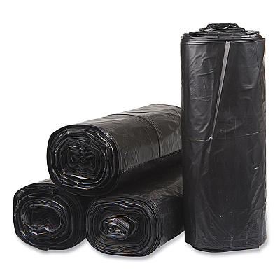 Inteplast Group Low-Density Commercial Can Liners, 60 gal, 1.5 mil, 38" x 58", Black, Interleaved Roll, 20 Bags/Roll, 5 Rolls/Carton (IBSSL3858150K)