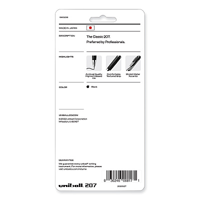 uniball Signo 207 Gel Pen, Retractable, Medium 0.7 mm, Black Ink, Clear/Black Barrel, 5/Pack (SAN1960239)