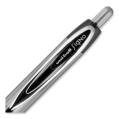 uniball Signo 207 Gel Pen, Retractable, Medium 0.7 mm, Black Ink, Clear/Black Barrel, 5/Pack (SAN1960239)