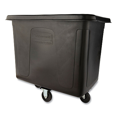 Rubbermaid Commercial Cube Truck, 105 gal, 500 lb Capacity, Plastic, Black (RCP4614BLA)