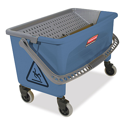 Rubbermaid Commercial Microfiber Finish Bucket, with Lid, 3 gal, Blue (RCPQ930)