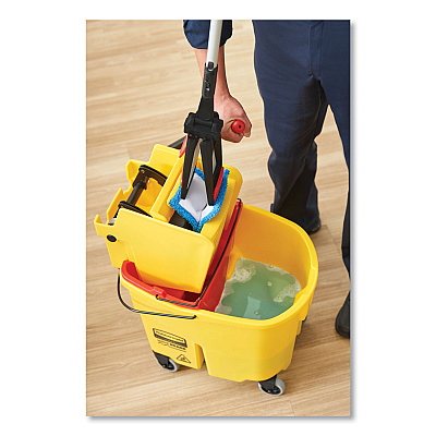 Rubbermaid Commercial WaveBrake 2.0 Bucket/Wringer Combos, Side-Press, 35 qt, Plastic, Blue (RCPFG758888BLUE)