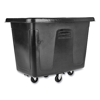 Rubbermaid Commercial Cube Truck, 59 gal, 300 lb Capacity, Plastic, Black (RCP4608BLA)