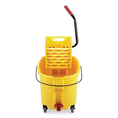 Rubbermaid Commercial WaveBrake 2.0 Bucket/Wringer Combos, Side-Press, 26 qt, Plastic, Yellow (RCPFG748000YEL)