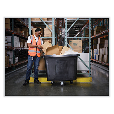 Rubbermaid Commercial Cube Truck, 119.7 gal, 500 lb Capacity, Plastic/Metal, Black (RCPFG461600BLA)