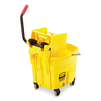 Rubbermaid Commercial WaveBrake 2.0 Bucket/Wringer Combos, Side-Press, 35 qt, Plastic, Yellow (RCPFG758088YEL)