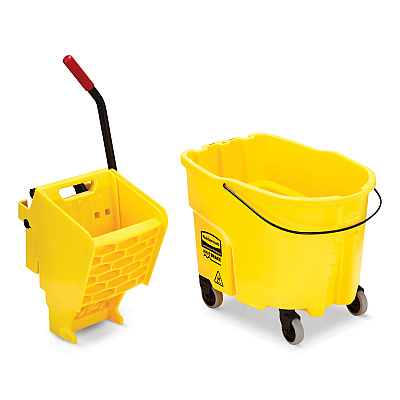 Rubbermaid Commercial WaveBrake 2.0 Bucket/Wringer Combos, Side-Press, 35 qt, Plastic, Yellow (RCPFG758088YEL)