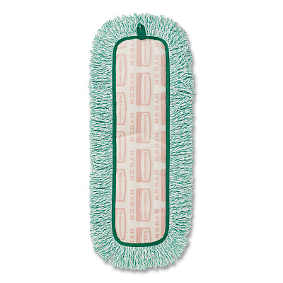 Rubbermaid Commercial Dust Pad with Fringe, Microfiber, 18" Long, Green, 6/Carton (RCPQ418GNCT)