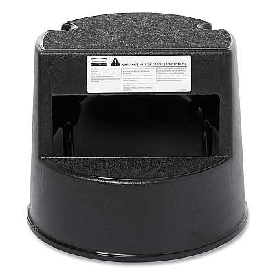 Rubbermaid Commercial Rolling Step Stool, Curved Design, 2-Step, Retracting Casters, 350 lb Capacity, 16" Diameter x 13.5"h, Beige (RCP252300BGE)