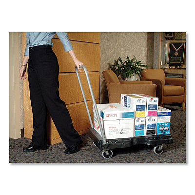 Rubbermaid Commercial Triple Trolley Platform Truck with Angled-Loop Handle, 500 lb Capacity, 20.5 x 32.5 x 35, Black (RCP4401BLA)