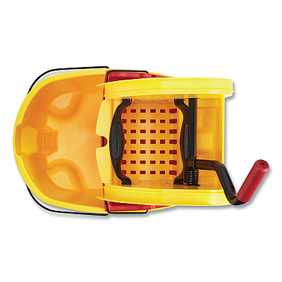 Rubbermaid Commercial WaveBrake 2.0 Bucket/Wringer Combos, Down-Press, 35 qt, Plastic, Yellow (RCPFG757788YEL)