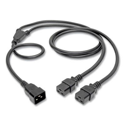 Tripp Lite C19 to C20 Y Splitter Heavy-Duty Power Extension Cord, 6 ft, 20 A, Black, Ships in 7-10 Business Days (TRPP0360062C19)