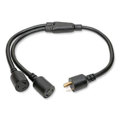 Tripp Lite L6-20P to L6-20R Y Splitter Power Extension Cord, 1 ft, 20 A, Black, Ships in 7-10 Business Days (TRPP0390012)