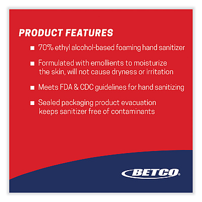 Betco Clario Advanced Alcohol Foaming Sanitizer, 1 gal Bottle, Citrus, 4/Carton (BET7950400)