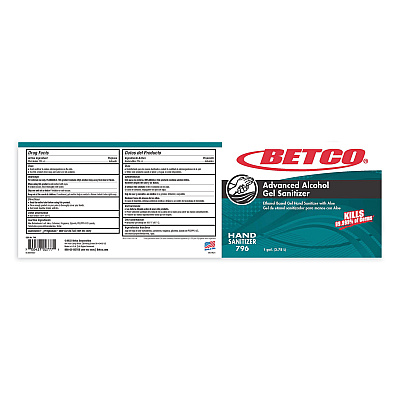 Betco Advanced Gel Hand Sanitizer, 1 gal Bottle, Light Fresh Scent, 4/Carton (BET7960400)