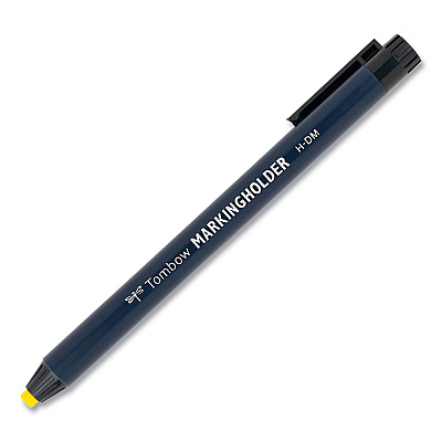 Tombow Wax-Based Marking Pencil, 4.4 mm, Yellow Wax, Navy Blue Barrel, 10/Box (TOM51534)