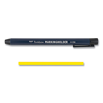 Tombow Wax-Based Marking Pencil, 4.4 mm, Yellow Wax, Navy Blue Barrel, 10/Box (TOM51534)