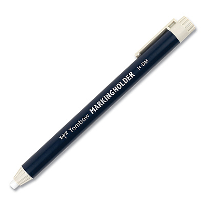 Tombow Wax-Based Marking Pencil, 4.4 mm, White Wax, Navy Blue Barrel, 10/Box (TOM51535)