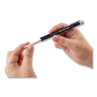 Tombow Wax-Based Marking Pencil, 4.4 mm, White Wax, Navy Blue Barrel, 10/Box (TOM51535)