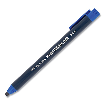 Tombow Wax-Based Marking Pencil, 4.4 mm, Blue Wax, Navy Blue Barrel, 10/Box (TOM51536)